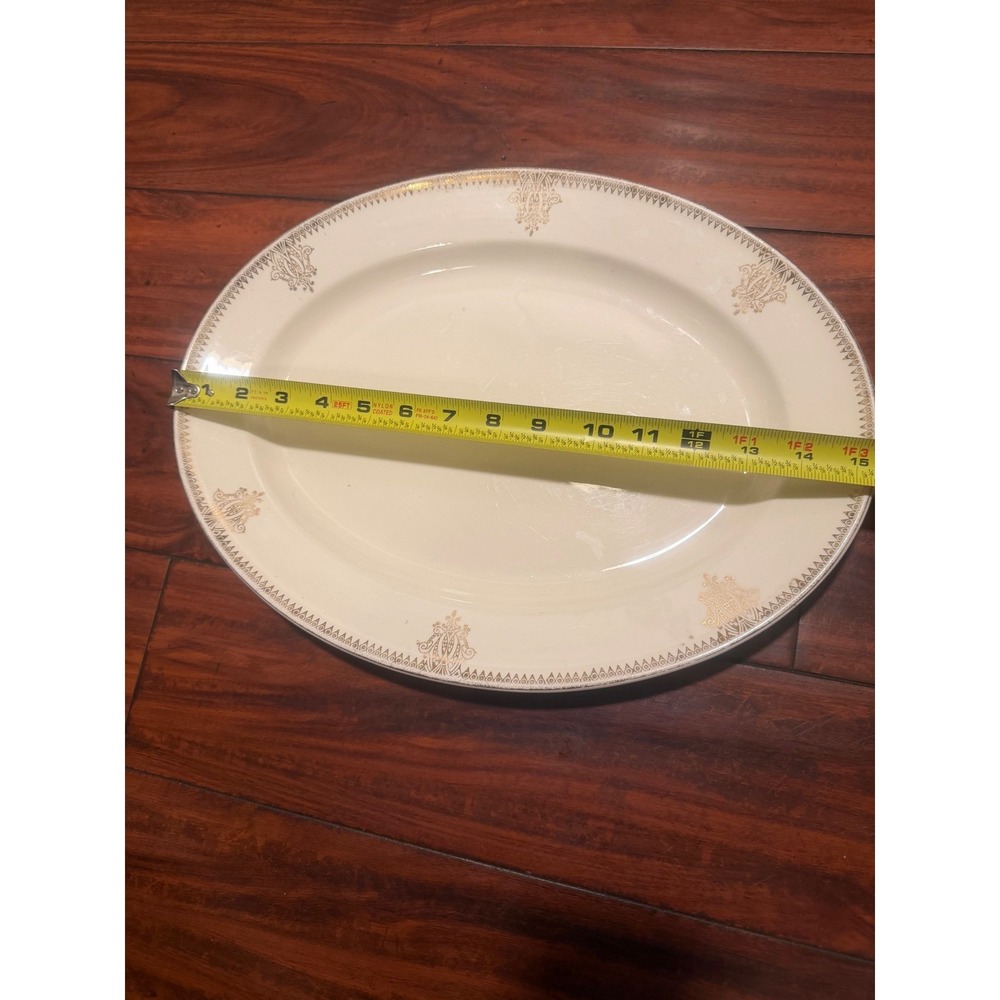 The Edwin M Knowles Hostess Shape Oval Platter 22K Gold Filigree 15 inch Vintage